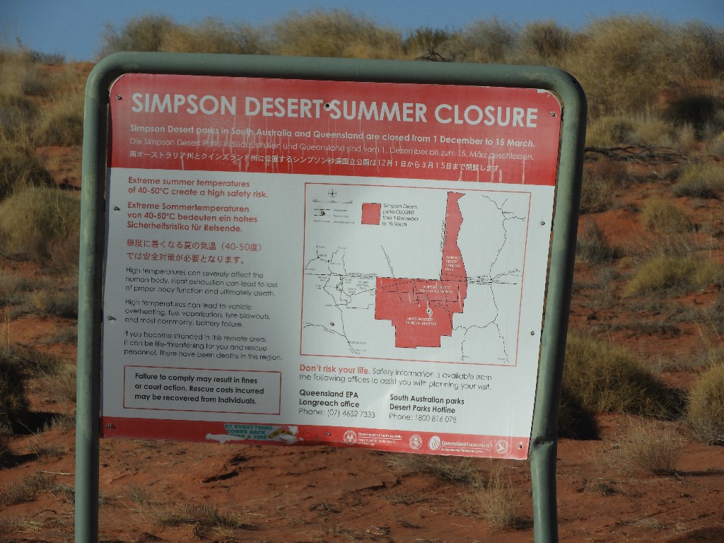 Simpson Desert sign